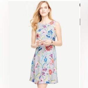 ANN TAYLOR JUNGLE FLORAL FLARE DRESS Size: 4 color: 
GREY/floral print NWT
